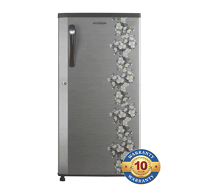 hyundai ref hp223ptgg-hda ,215l 3 star glitter toughened glass refrigerator ( grey)