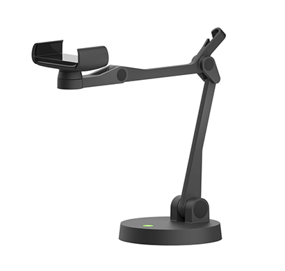 ipevo uplift multi-angle arm for smartphones, multi-jointed phone holder for visual communication and presentations, small footprint smartphone stand for remote work and distance learning
