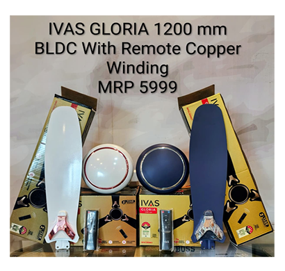 ivas gloria ceiling fan 1200mm bldc with remote copper winding (mix colour)