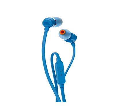 jbl (jblt110blu) in-ear headphones with mic (blue)