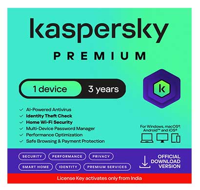 kaspersky kpremium3/3 ( kl1065cuats) premium 1 device 3 year 3 flappers
