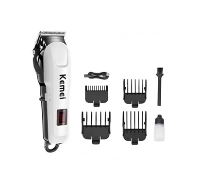 kemei km-809a trimmer 120 min runtime 4 length settings (white)