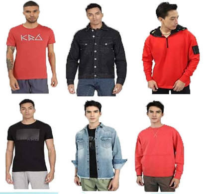 kra men's topwear products (sweatshirts & hoodies, t-shirts, jacket)