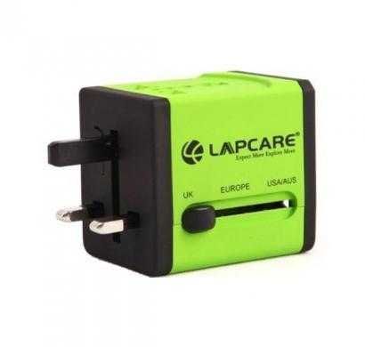 lapcare world travel adaptor with dual usb -global trotter (green)