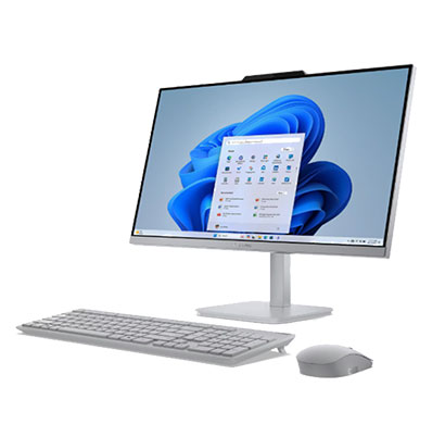 Lenovo AIO (F0J6005GIN) Desktop (Intel Core i3-N305/ 8GB RAM/ 512GB SSD/ Windows 11 Home/ Wired keyboard & mouse/ 23.79 Inches FHD/ 1 Year Warranty) Cloud Grey
