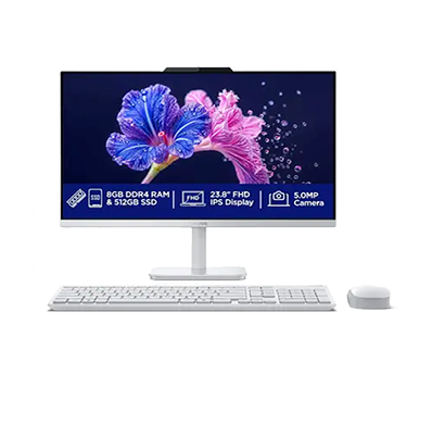 LENOVO ALL IN ONE (F0J6005FIN) DESKTOP ( DDR4/8GB RAM/512 GB SSD/ Windows 11 Home+ MS Office 2024/ KBD Wired White/ 1 Year Warranty),Cloud Grey
