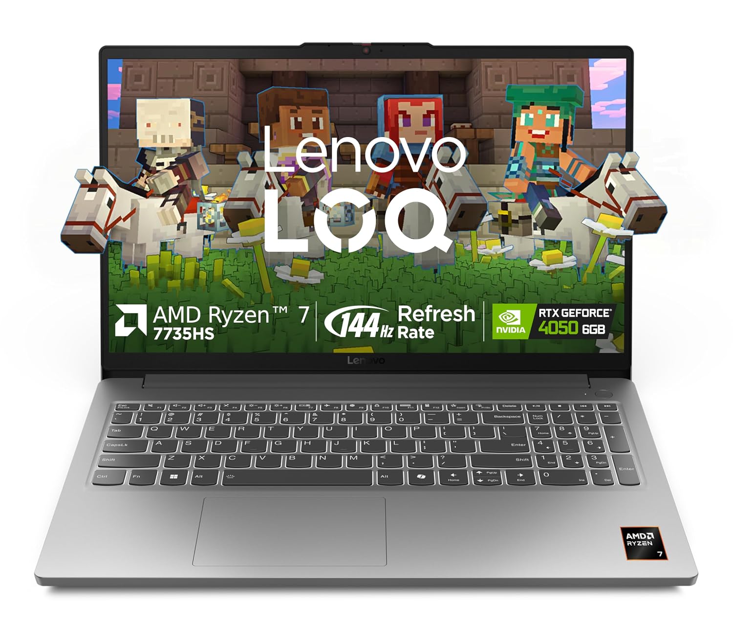 lenovo loq essential (83s000fwin) gaming laptop (amd ryzen 7 7735hs / nvidia rtx 4050 6gb/16gb ram/512gb ssd/15.6/windows 11/office home 2024/1.8kg), grey