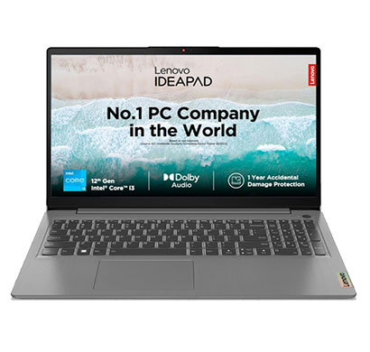 Lenovo (82RK01ABIN) IdeaPad Slim 3 ( Intel Core i3/ 12th Gen/ 8GB RAM/ 512GB SSD/ 15.6 inch FHD/ Windows 11 + MS Office,1 Year ADP Warranty), Arctic Grey