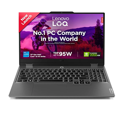 lenovo loq (83lk00amin) laptop (intel core i5-12450hx/ 12th gen/ 12gb ram/ 1tb ssd/ windows 11 home + ms office/ 4gb nivida rtx 2050 graphics/ 15.6