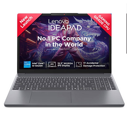 lenovo ideapad slim 3 ( 83k100cgin) thin & light laptop ( intel core i5- 13420h/ 13th gen/ 16gb ram/ 512gb ssd/ windows 11/ office home 2024/ 15.3 inch wuxga ag 300n/ backlit),grey