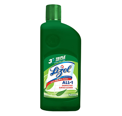 lizol disinfectant surface & floor cleaner liquid, neem - 500ml, kills 99.9% germs