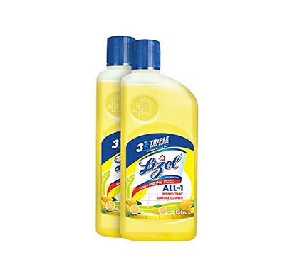 lizol disinfectant surface & floor cleaner liquid, citrus - 625ml, kills 99.9% germs (pack of 2)