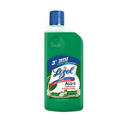 lizol disinfectant surface & floor cleaner liquid, jasmine - 500ml, kills 99.9% germs