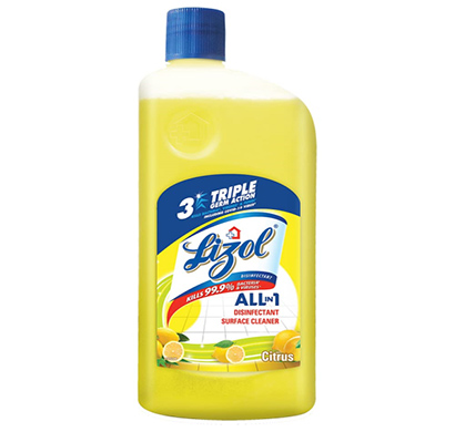 lizol disinfectant surface & floor cleaner liquid, kills 99.9% germs citrus - 1l