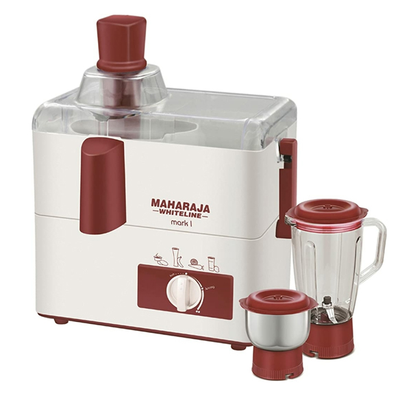 Maharaja Whiteline, Mark 1, Juicer Mixer Grinder, Plastic Body, Copper  Winding Motor (red White)
