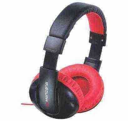manzana hangon noise isolation headphone with mic red black