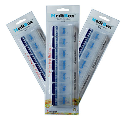 medibox long 7 days pill box organizer ( white)