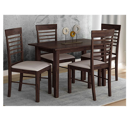 mintwud from pepperfry moe solid wood 4 seater dining set in walnut finish