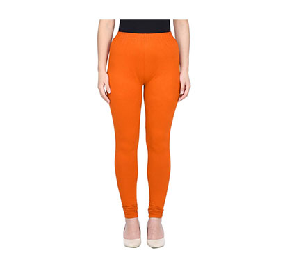 mks impex women's churidar leggings soft cotton lycra 4 way stretchable (orange)