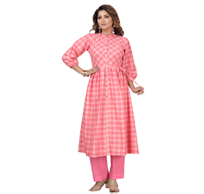 neeluz designer cotton palazzo pant suit for women frock style pink