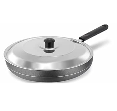 nelkon non stick fry pan with lid, aluminium, 235mm (brown silver)
