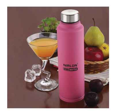 nirlon aqua pink 1000ml stainless steel freezer bottle (70019)