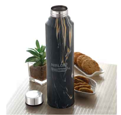 nirlon black marble 1000ml stainless steel freezer bottle (70032)