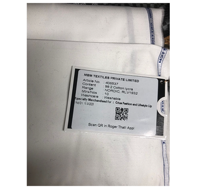 nordic 406537 cotton fabric 103 mtrs (white)