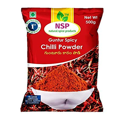nsp guntur spicy chilli powder 500g, 100% pure, 100% natural