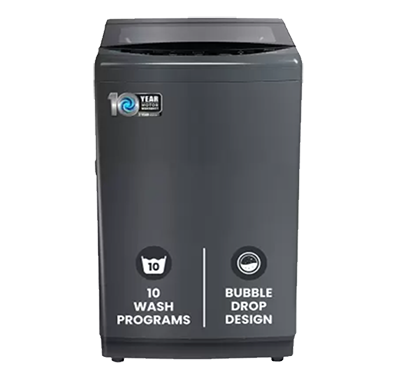 nu (wtl80sgg0) 8kg 5 star & glass top finish fully automatic top load washing machine grey