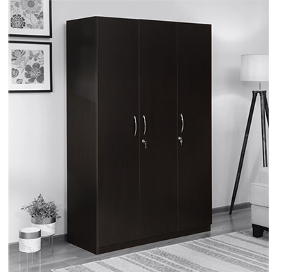 pepperfry amber 3 door wardrobe in wenge finish