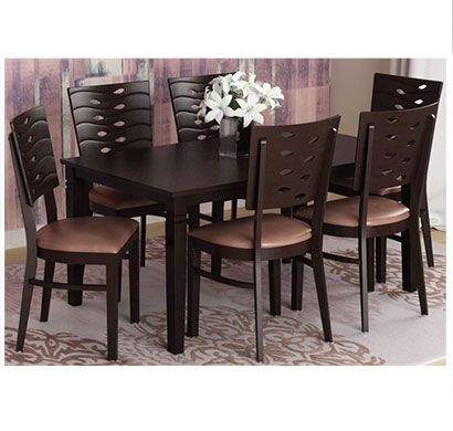 pepperfry (fn1655009) fern solid wood 6 seater dining set in erin brown colour by home
