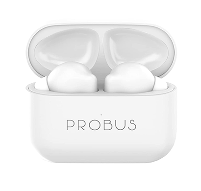 probus ( tws-wh-2006) a8 touch control in-ear earbuds passive noise cancellation tws wireless bluetooth earbuds with mic/sweat proof/20 h total playback time/immersive audio ( white)
