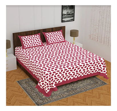 ragvi (pearl040) jaipuri printed double bed bedsheet with two pillow cover ( multicolor)