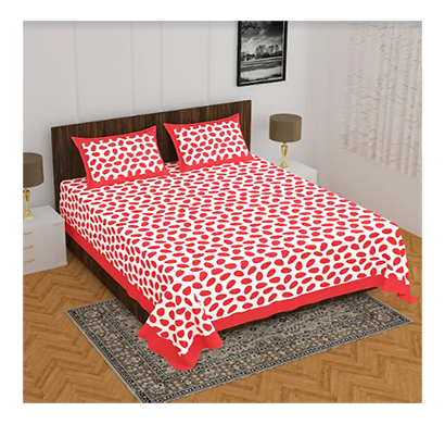 ragvi ( pearl041) jaipuri printed double bed bedsheet with two pillow cover ( multicolor)