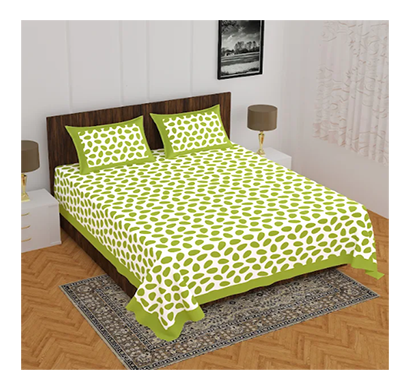 ragvi ( pearl042) jaipuri printed double bed bedsheet with two pillow cover ( multicolor)