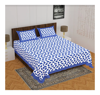 ragvi ( pearl043) jaipuri printed double bed bedsheet with two pillow cover ( multicolor)