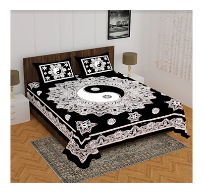 ragvi ( pearl044) jaipuri printed double bed bedsheet with two pillow cover ( multicolor)