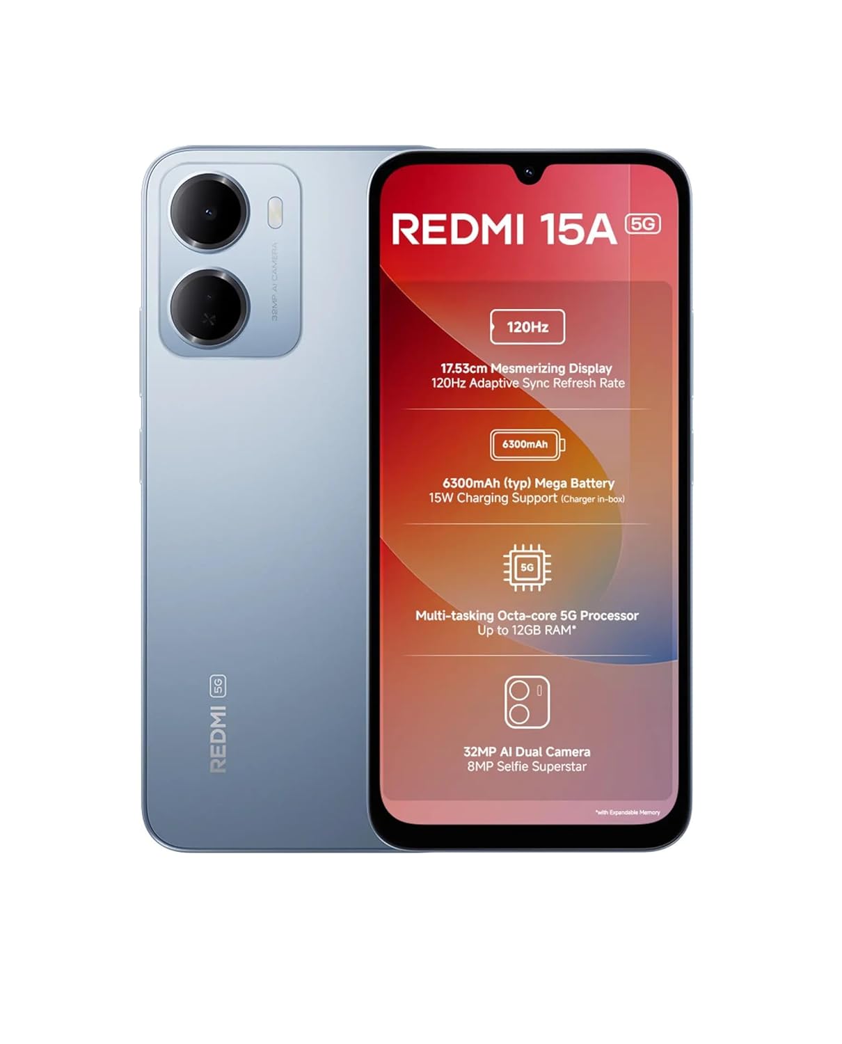 redmi 15a 5g (4 gb ram, 128 gb storage) mix colour