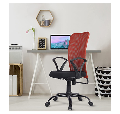refurbished green soul ( seoul_mb_flirtyorange) seoul office chair, mid back mesh ergonomic home office desk chair with comfortable & spacious seat, rocking-tilt mechanism & heavy duty metal base (flirty orange)