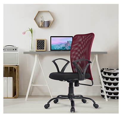 refurbished green soul ( seoul_mb_confidentmaroon) office chair, mid back mesh ergonomic home office desk chair with comfortable & spacious seat, rocking-tilt mechanism & heavy duty metal base (confident maroon)