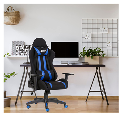 refurbished green soul ( beast_blackblue_gs600) racing edition ergonomic gaming chair with premium fabric & pu leather, adjustable neck & lumbar pillow, 3d adjustable armrests & strong nylon base (black & blue)