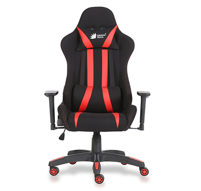 refurbished green soul ( beast_blackred_gs600) racing edition ergonomic gaming chair with premium fabric & pu leather, adjustable neck & lumbar pillow, 3d adjustable armrests & strong nylon base (black & red)