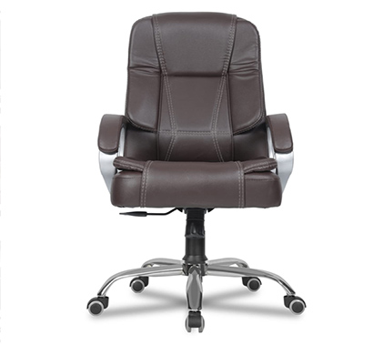 refurbished green soul (vienna_mb_brown) leatherette office chair, mid back ergonomic home office executive chair with spacious cushion seat & heavy duty metal base (brown)