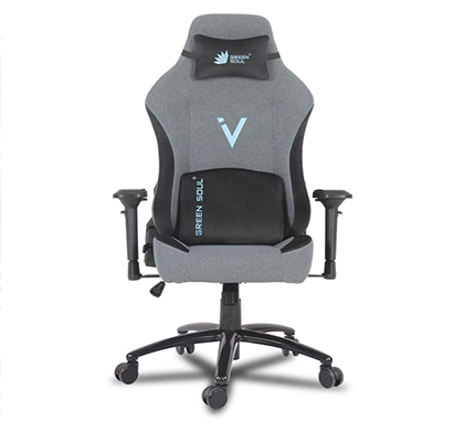 refurbished green soul ( vision_gs399_slate-fabric) multi-functional ergonomic gaming chair, premium fabric chair with adjustable neck & lumbar pillow, 4d adjustable armrests & heavy duty metal base (slate)