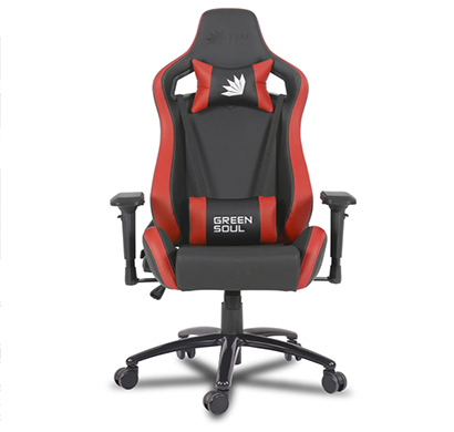 refurbished green soul ( fiction_blackred) multi-functional ergonomic gaming chair with premium & soft pu leather fabric, adjustable neck & lumbar pillow, 4d adjustable armrests & heavy duty metal base (black & red)