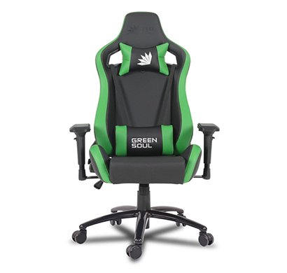refurbished green soul ( fiction_blackgreen) multi-functional ergonomic gaming chair with premium & soft pu leather fabric, adjustable neck & lumbar pillow, 4d adjustable armrests & heavy duty metal base (black & green)
