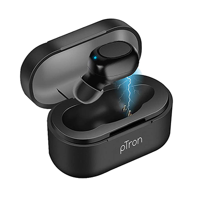 Refurbished PTron Atom Mono Bluetooth Wireless In Ear Earphones with Mic (Black)
