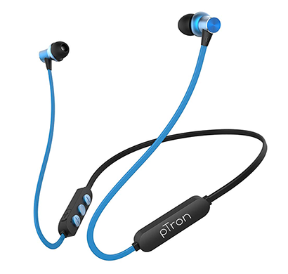 refurbished ptron bassfest plus magnetic in ear bluetooth 5.0 wireless headphones with mic, stereo sound with bass, ipx4 water & sweat resistant (black & blue)