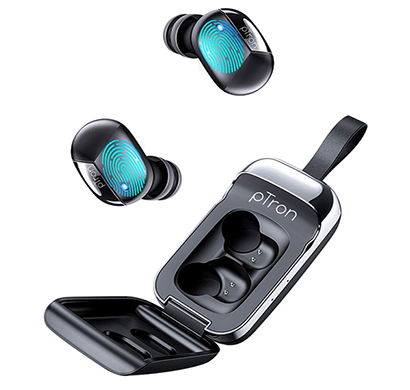 refurbished ptron bassbuds urban in-ear true wireless stereo bluetooth headphones (tws) with mic (black)